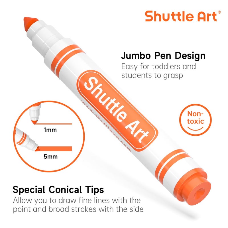 Shuttle Art 304 Pack Washable Markers, 16 Assorted Colors Broad Line Conical Tip Large Markers Bulk with a Box, Bonus Caps, Home Classroom School Supplies for Toddlers Kids Adults Students Teachers - Image 3